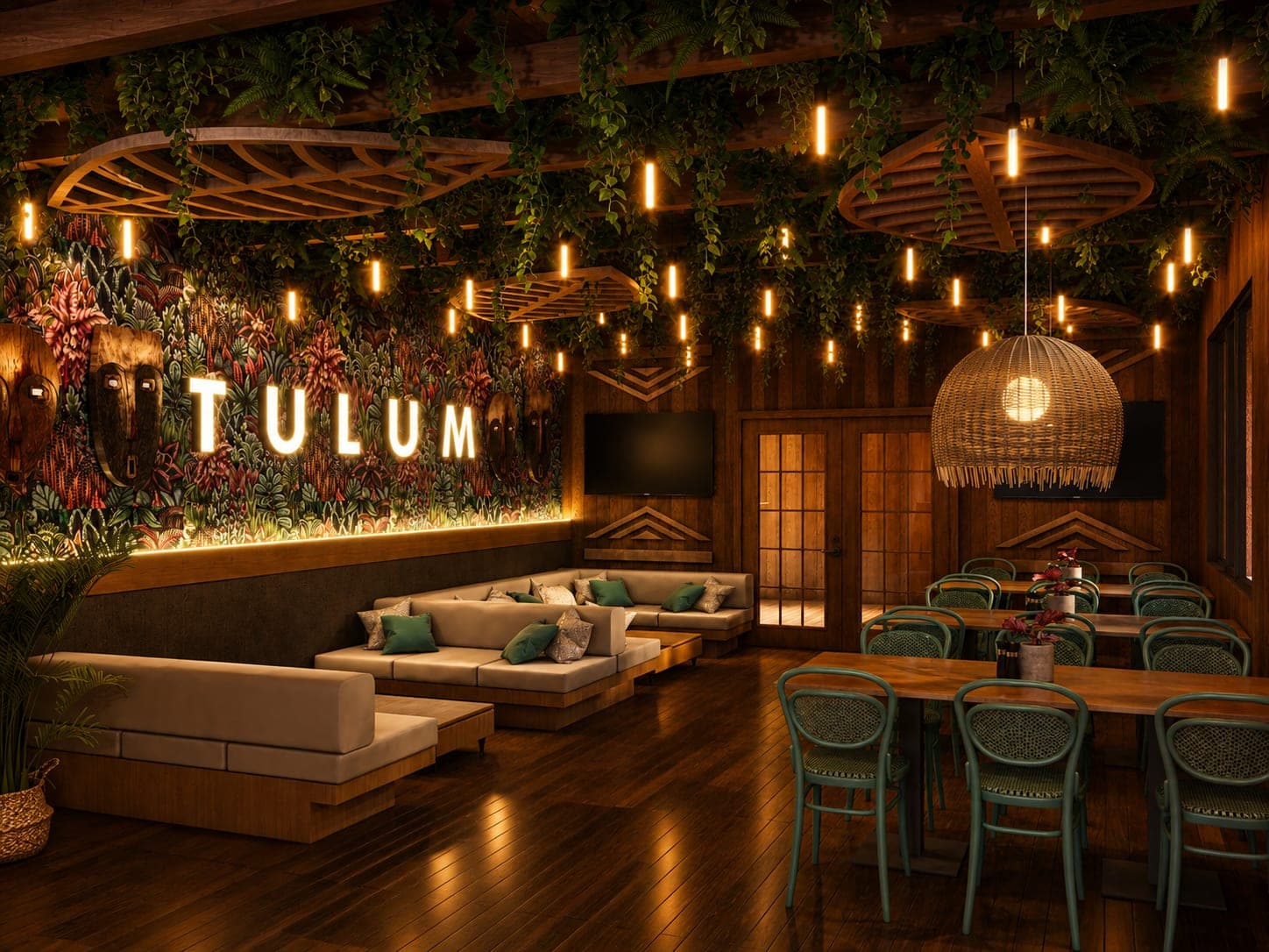 Detalle de iluminación y estructura de Tulum